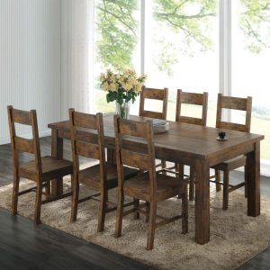 Coleman Rectangular Dining Set Rustic Golden Brown  |  Kitchen and Dining Sets Kitchen & Dining Sets Brown