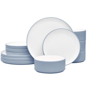 Colortex Stone 12-Piece Stax Dinnerware Set, Service For 4  |  Dinnerware Sets Dinnerware Black, Blue, Green, Grey, Ivory, Navy, Pink, Tan, White