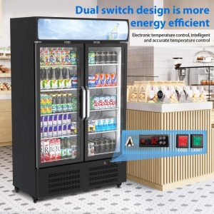 Commercial Refrigerator, 25 Cu. Ft. Display Fridge Merchandiser Upright Beverage Cooler  |  Major Appliances Kitchen Appliances Black