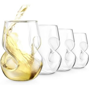 Conundrum Stemless White Wine Glasses Set of 4 – 9 oz  |  Wine Glasses Dinnerware Clear