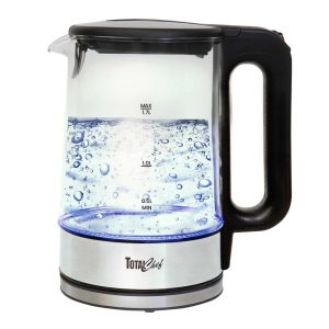 Cordless Electric Glass Kettle with LED Light, 1.8 QT/1.7L  |  Tea Kettle Coffee & Tea Black, Silver