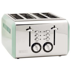 Cotswold 4-Slice Wide Slot Stainless Steel Body Retro Toaster, Sage Green – 4.2  |  Toasters Kitchen Appliances Green