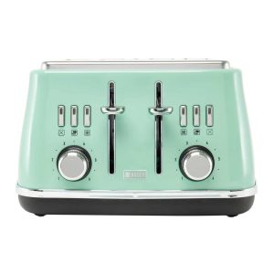 Cotswold 4-Slice, Wide Slot Toaster with Removable Crumb Tray,  |  Tea Kettle Coffee & Tea Brown, Green