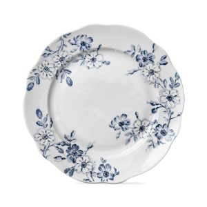 Cottage Blue Floral Stoneware Scalloped Edge Salad Plate, 9 inch  |  Plates Dinnerware Blue