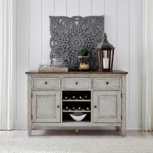 Cottage Lane Antique White with Weathered Gray Server  |  Wine Racks Kitchen Storage Grey, Off-White