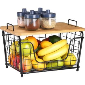 Countertop Basket for Kitchen  |  Food Storage Containers Food Storage Containers Black