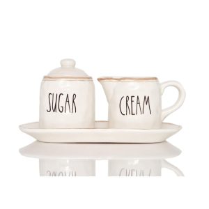 Countryside Sugar and Cream Set on Tray  |  Serveware Dinnerware Ivory