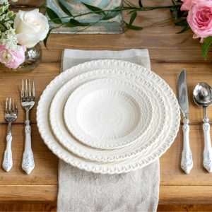 Creamware Basketweave Plate  |  Plates Dinnerware Off-White