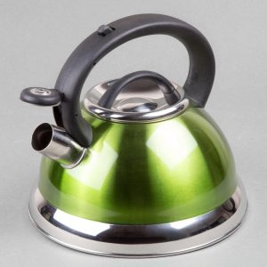 Creative Home Alexa 3.0 Quart Stainless Steel Whistling Tea Kettle with Aluminum Capsulated Bottom, Metallic Chartreuse Color  |  Pots and Pans Pots & Pans Green