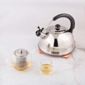 Creative Home Cobra 2.7 Quart Stainless Steel Whistling Tea Kettle with Aluminum Capsulated Bottom  |  Tea Kettle Coffee & Tea Stainless Steel