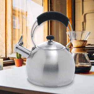 Creative Home Galaxy 2.6 Qt Stainless Steel Whistling Tea Kettle with Aluminum Capsulated Bottom  |  Tea Kettle Coffee & Tea Stainless Steel