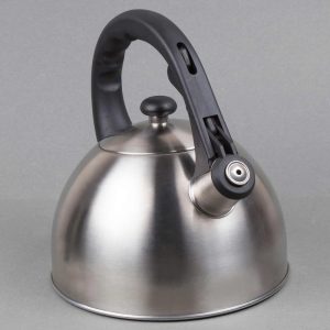 Creative Home Satin Splendor 2.8 Quart Stainless Steel Whistling Tea Kettle with Aluminum Capsulated Bottom  |  Tea Kettle Coffee & Tea Stainless Steel