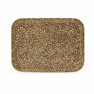 Creatures of Curiosity Leopard Print Birch Tray – 10.6″L x 8″W x 2″H  |  Serveware Dinnerware Beige, Black, Brown