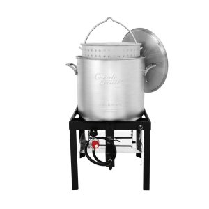 Creole Feast SBK1001, 100 QT Seafood Boiling Kit with Strainer, 100,000 BTU Jet Burner, Black&Sliver  |  Pots and Pans Pots & Pans Pots & Pans