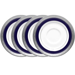 Crestwood Cobalt Platinum Set Of 4 Saucers, 6″  |  Cups Cups Blue