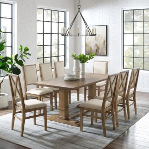 Crosley Joanna 9-piece Rustic Dining Set  |  Kitchen and Dining Sets Kitchen & Dining Sets Brown