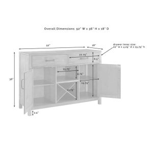 Crosley Roots Natural Finish Buffet – 52 “W x 18 “D x 36 “H  |  Wine Racks Kitchen Storage Brown, Natural