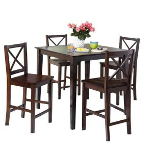 Cross Back Counter Height 5-piece Table and Chair Set  |  Kitchen and Dining Sets Kitchen & Dining Sets Black, Brown