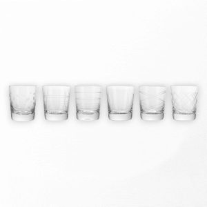 Crystal Medallion Old Fashioned Glasses Set of 6  |  Drinking Glasses Dinnerware Clear