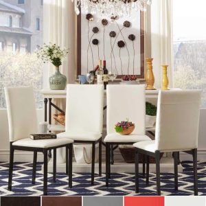 Darcy Metal Upholstered Dining Chair (Set of 4) by  Bold  |  Kitchen and Dining Chairs Kitchen & Dining Chairs Brown, Grey, Red, White