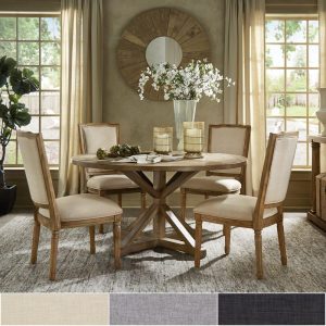 Deana Round Dining Set with Ornate Back Chairs by  Artisan  |  Kitchen and Dining Sets Kitchen & Dining Sets Beige, Black, Grey, Natural