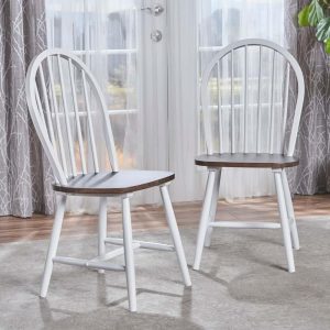 Declan Farmhouse High Back Spindle Dining Chairs (Set of 2) by   |  Kitchen and Dining Chairs Kitchen & Dining Chairs Black, Brown, Ivory, White