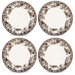 Delamere Plate Set of 4  |  Plates Dinnerware Brown, White