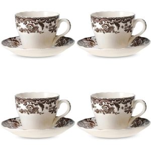 Delamere Teacup and Saucer Set of 4  |  Cups Cups Brown