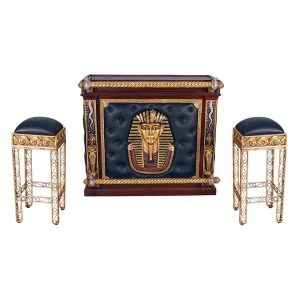 Design no The Altar of Tenenit: Egyptian Bar with Two Barstools  |  Home Bars Home Bars Brown, Yellow