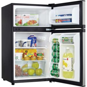 Designer Black 3.1-cubic-foot Compact Dual-Door Refrigerator/Freezer  |  Major Appliances Kitchen Appliances Black, Stainless Steel