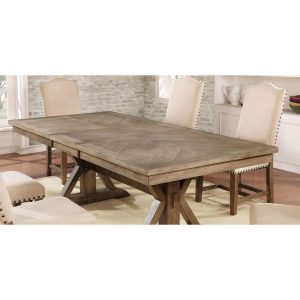 Dice Rustic Oak 90-inch Expandable Dining Table  |  Kitchen and Dining Tables Kitchen & Dining Tables Brown