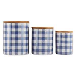 DII Buffalo Check Ceramic Canister (Set of 3)  |  Kitchen Canisters Kitchen Canisters Black, Blue, Green, Grey, Red