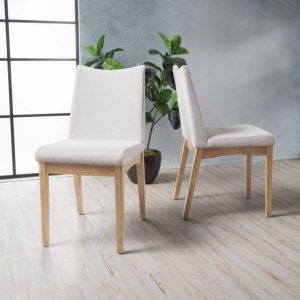 Dimitri Mid-Century Fabric Dining Chair (Set of 2) by   |  Kitchen and Dining Chairs Kitchen & Dining Chairs Beige, Blue, Grey