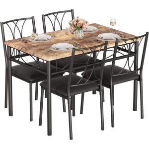 Dining Room Kitchen Table Set with 4 Chairs  |  Kitchen and Dining Sets Kitchen & Dining Sets Black, Brown, Grey