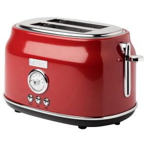 Dorset 2-Slice Wide Slot Stainless Steel Countertop Retro Toaster, Red – 4.2  |  Toasters Kitchen Appliances Brown, Red