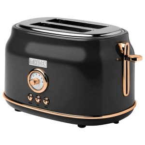 Dorset 2 Slice Wide Slot Stainless Steel Countertop Toaster, Black/Copper – 7.7  |  Toasters Kitchen Appliances Toasters