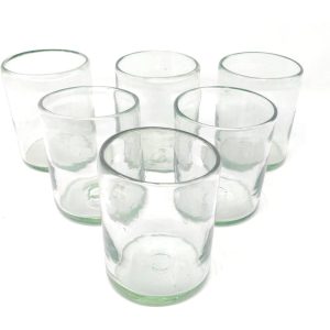 Dos Sueños Hand Blown Mexican Drinking Glasses – Set of 6 Natural Clear Tumbler Glasses (10 oz each)  |  Drinking Glasses Dinnerware Clear