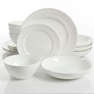 Double Bowl Dinnerware 16 Piece Set in Snow  |  Dinnerware Sets Dinnerware Dinnerware Sets