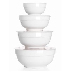 DOWAN Ceramic Bowls with Lids, 64/42/22/12 Ounce, Set of 4  |  Bowls Bowls Bowls