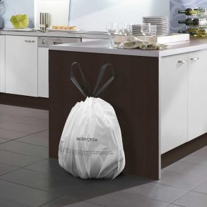 Drawstring Trash Bags, 49 Liter / 13 Gallon, White, 45 Count  |  Kitchen Trash Cans Kitchen Storage Kitchen Trash Cans