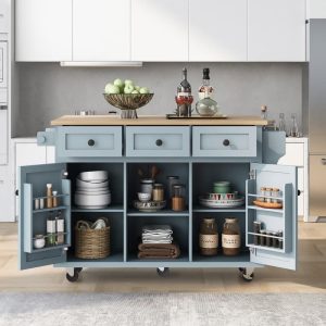 Drop-Leaf Counter top Kitchen Cart ,Kitchen Island with 3 Drawers  |  Kitchen Carts Kitchen Carts Black, Blue, White