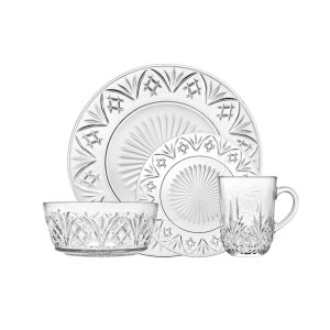 Dublin Crystal 16 Piece Dinnerware Set, Service for 4  |  Dinnerware Sets Dinnerware Clear