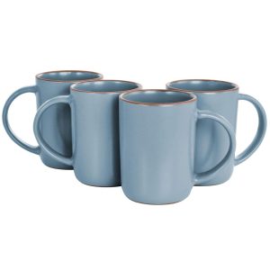 Dumont 4 Piece 17 Ounce Terracotta Mug Set in Light Blue  |  Mugs Dinnerware Blue