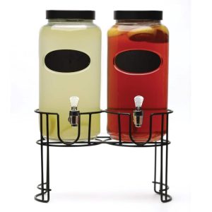 Dumont Set of 2 Dispenser with Chalkboard – 5.25″W x 5.25″D x 11.25″H  |  Serveware Dinnerware Clear