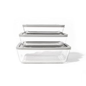 Dura Living Glass Food Containers – 6 Piece Rectangular Nesting Space-Saving Set  |  Kitchen Canisters Kitchen Canisters Blue, Grey