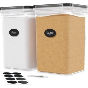 DWËLLZA KITCHEN 175 oz Extra Large Flour and Sugar Containers Set of 2  |  Kitchen Canisters Kitchen Canisters Clear