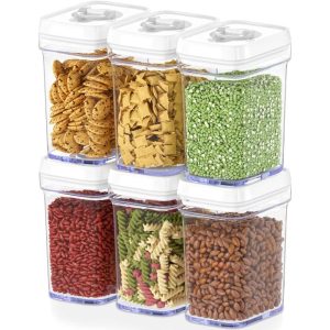 DWËLLZA KITCHEN Clear Airtight Food Storage Containers for Pantry With White Lids  |  Kitchen Canisters Kitchen Canisters Clear