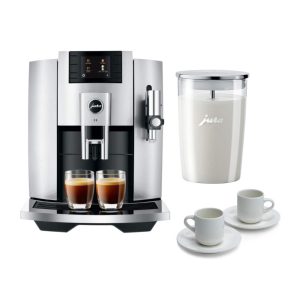 E8 Espresso Machine w/ Milk Container, Espresso Cup & Saucer Set  |  Espresso Machines Coffee & Tea Espresso Machines