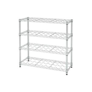 EcoStorage 4-Tier 36x14x34.5 Commercial Wine Rack, NSF, Chrome  |  Wine Racks Kitchen Storage Silver