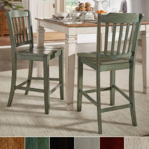 Eleanor Slat Back Wood Counter Chairs (Set of 2) by  Classic  |  Counter and Bar Stools Counter & Bar Stools Black, Blue, Brown, Green, Grey, Off-White, Red, Tan, White